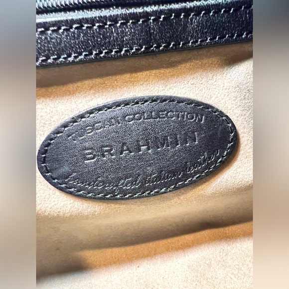 Brahmin Satchel Black and Brown croc embossed leather bag in EUC - Picture 9 of 11